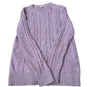 LL Bean Lavender Cable Knit Sweater M